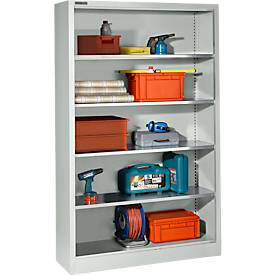 Schäfer Shop Select Regal AS 2412, mit 4 höhenverstellbaren Fachböden, B 1200 x T 400 x H 1935 mm, Stahlblech, lichtgrau