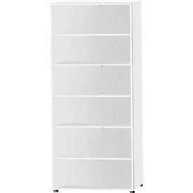 Schäfer Shop Select Regal, B 800 x T 420 x H 2240 mm, 6 OH & 5 Fachböden, weiß