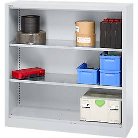 Schäfer Shop Select Regalschrank MS, 3 OH, B 1200 x T 400 x H 1215 mm, Stahlblech, Weißaluminium
