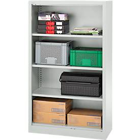 Schäfer Shop Select Regalschrank MS, 4 OH, B 800 x T 400 x H 1584 mm, Stahlblech, lichtgrau