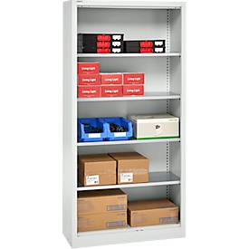 Schäfer Shop Select Regalschrank MS, 5 OH, B 950 x T 500 x H 1935 mm, Stahlblech, Lichtgrau
