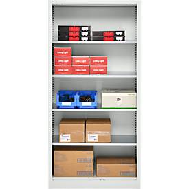 Schäfer Shop Select Regalschrank MS, 5 OH, B 950 x T 500 x H 1935 mm, Stahlblech, Lichtgrau