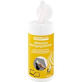 Schäfer Shop Select Reinigungstücher, für Bildschirme, feucht, in praktischer Spenderdose, 100 Stück