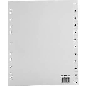 Schäfer Shop Select Répertoires pour classeurs, grande largeur, chiffres 1-12, gris