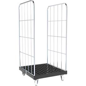 Schäfer Shop Select rolcontainer BASICline, 2-zijdig, tot 500 kg, zwenk- en bokwielen, L 724 x B 815 x H 1530 mm, staal &amp; gerecycled HDPE