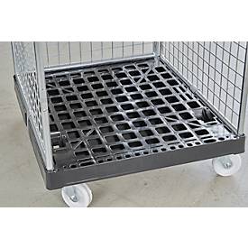 Schäfer Shop Select Rollbox ADB BASICline, 3-seitig, ohne Zwischenboden, bis 500 kg, Lenk- & Bockrollen, L 724 x B 815 x H 1800 mm, Stahl & Recycling-HDPE