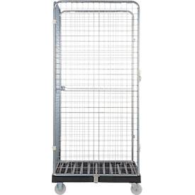 Schäfer Shop Select Rollbox ADB BASICline, 3-seitig, ohne Zwischenboden, bis 500 kg, Lenk- & Bockrollen, L 724 x B 815 x H 1800 mm, Stahl & Recycling-HDPE