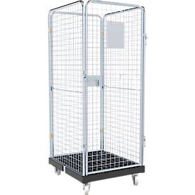 Schäfer Shop Select Rollbox ADB BASICline, 4-seitig, mit Tür, ohne Zwischenboden, bis 500 kg, Lenk- & Bockrollen, L 724 x B 815 x H 1800 mm, Stahl & Recycling-HDPE