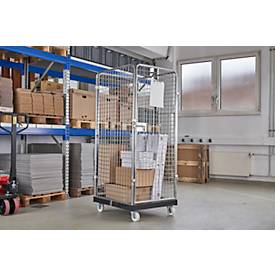 Schäfer Shop Select Rollbox ADB BASICline, 4-seitig, mit Tür, ohne Zwischenboden, bis 500 kg, Lenk- & Bockrollen, L 724 x B 815 x H 1800 mm, Stahl & Recycling-HDPE