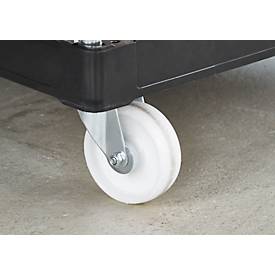 Schäfer Shop Select Rollbox ADB BASICline, 4-seitig, mit Tür, ohne Zwischenboden, bis 500 kg, Lenk- & Bockrollen, L 724 x B 815 x H 1800 mm, Stahl & Recycling-HDPE