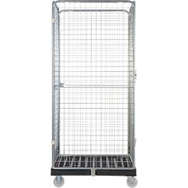 Schäfer Shop Select Rollbox ADB BASICline, 4-seitig, mit Tür, ohne Zwischenboden, bis 500 kg, Lenk- & Bockrollen, L 724 x B 815 x H 1800 mm, Stahl & Recycling-HDPE