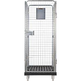 Schäfer Shop Select Rollbox ADB BASICline, 4-seitig, mit Tür, ohne Zwischenboden, bis 500 kg, Lenk- & Bockrollen, L 724 x B 815 x H 1800 mm, Stahl & Recycling-HDPE
