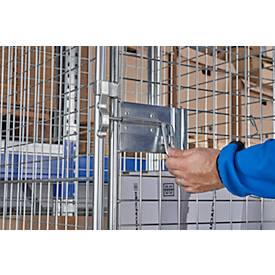 Schäfer Shop Select Rollbox ADB BASICline, 5-seitig, mit Tür & 1 festem Zwischenboden, bis 500 kg, Lenk- & Bockrollen, L 724 x B 815 x H 1810 mm, Stahl & Recycling-HDPE