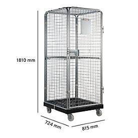 Schäfer Shop Select Rollbox ADB BASICline, 5-seitig, mit Tür & 1 festem Zwischenboden, bis 500 kg, Lenk- & Bockrollen, L 724 x B 815 x H 1810 mm, Stahl & Recycling-HDPE
