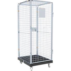 Schäfer Shop Select Rollbox ADB BASICline, 5-seitig, mit Tür, ohne Zwischenboden, bis 500 kg, Lenk- & Bockrollen, L 724 x B 815 x H 1810 mm, Stahl & Recycling-HDPE