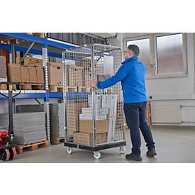 Schäfer Shop Select Rollbox ADB BASICline, 5-seitig, mit Tür, ohne Zwischenboden, bis 500 kg, Lenk- & Bockrollen, L 724 x B 815 x H 1810 mm, Stahl & Recycling-HDPE