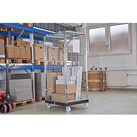 Schäfer Shop Select Rollbox ADB BASICline, 5-seitig, mit Tür, ohne Zwischenboden, bis 500 kg, Lenk- & Bockrollen, L 724 x B 815 x H 1810 mm, Stahl & Recycling-HDPE