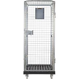 Schäfer Shop Select Rollbox ADB BASICline, 5-seitig, mit Tür, ohne Zwischenboden, bis 500 kg, Lenk- & Bockrollen, L 724 x B 815 x H 1810 mm, Stahl & Recycling-HDPE