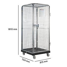 Schäfer Shop Select Rollbox ADB BASICline, 5-seitig, mit Tür, ohne Zwischenboden, bis 500 kg, Lenk- & Bockrollen, L 724 x B 815 x H 1810 mm, Stahl & Recycling-HDPE