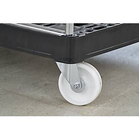 Schäfer Shop Select Rollbox BASICline, 2-seitig, bis 500 kg, Lenk- & Bockrollen, L 724 x B 815 x H 1530 mm, Stahl & Recyling-HDPE