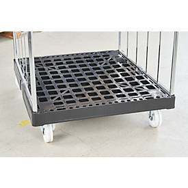 Schäfer Shop Select Rollbox BASICline, 2-seitig, bis 500 kg, Lenk- & Bockrollen, L 724 x B 815 x H 1530 mm, Stahl & Recyling-HDPE