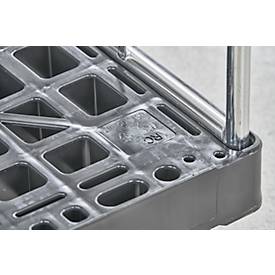 Schäfer Shop Select Rollbox BASICline, 2-seitig, bis 500 kg, Lenk- & Bockrollen, L 724 x B 815 x H 1530 mm, Stahl & Recyling-HDPE