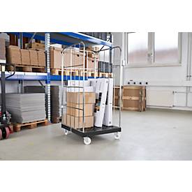 Schäfer Shop Select Rollbox BASICline, 3-seitig, ohne Tür, bis 500 kg, Lenk- & Bockrollen, L 724 x B 827 x H 1530 mm, Stahl & Recycling-HDPE