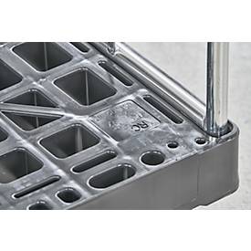 Schäfer Shop Select Rollbox BASICline, 3-seitig, ohne Tür, bis 500 kg, Lenk- & Bockrollen, L 724 x B 827 x H 1530 mm, Stahl & Recycling-HDPE