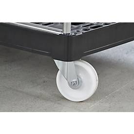 Schäfer Shop Select Rollbox BASICline, 3-seitig, ohne Tür, bis 500 kg, Lenk- & Bockrollen, L 724 x B 827 x H 1530 mm, Stahl & Recycling-HDPE