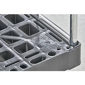 Schäfer Shop Select Rollbox BASICline, 4-seitig, mit 1-teiliger Vorderwandtür, bis 500 kg, Lenk- & Bockrollen, L 724 x B 845 x H 1530 mm, Stahl & Recycling-HDPE