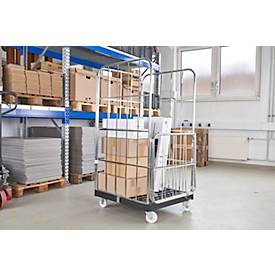 Schäfer Shop Select Rollbox BASICline, 4-seitig, mit 2-teiliger Vorderwandtür, bis 500 kg, Lenk- & Bockrollen, L 724 x B 845 x H 1530 mm, Stahl & Recycling-HDPE