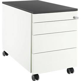 Schäfer Shop Select Rollcontainer 1233, 3 Schubladen, Utensilienauszug, mit Griffnut, weiß/graphit