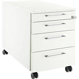 Schäfer Shop Select Rollcontainer 1233, 4 Schübe, Griff eckig, weiß/weiß 