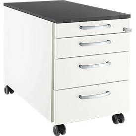 Schäfer Shop Select Rollcontainer 1233, 4 Schübe, Griff rund, weiß/weiß 