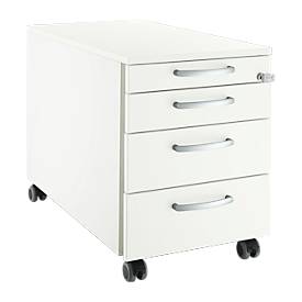 Schäfer Shop Select Rollcontainer 1233, 4 Schübe, Griff rund, weiß/weiß