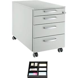 Schäfer Shop Select Rollcontainer 1233, Lichtgrau/Lichtgrau, inkl. Trennstegen für Schubladen