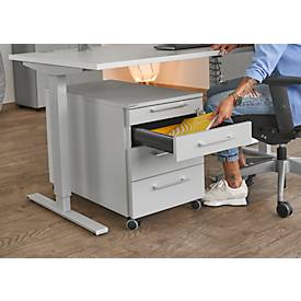 Schäfer Shop Select Rollcontainer 1233, mit Griff eckig, lichtgrau/lichtgrau/lichtgrau