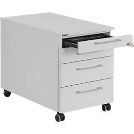 Schäfer Shop Select Rollcontainer 1233, mit Griff eckig, lichtgrau/lichtgrau/lichtgrau