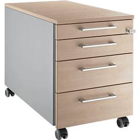 Schäfer Shop Select Rollcontainer 1233, mit Griff eckig, weißalu//Eiche-Dekor