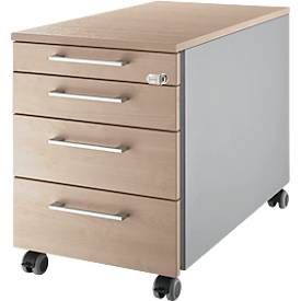 Schäfer Shop Select Rollcontainer 1233, mit Griff eckig, weißalu//Eiche-Dekor