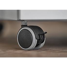 Schäfer Shop Select Rollcontainer 1233, mit Griff eckig, weißalu/weißalu/Buche-Dekor