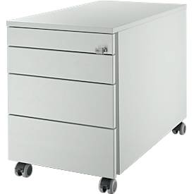 Schäfer Shop Select Rollcontainer 1233, mit Griffnut, B 435 x H 567 mm, lichtgrau/lichtgrau/lichtgrau