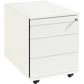 Schäfer Shop Select Rollcontainer 1233, Utensilienauszug + 3 Schubladen, abschließbar, Spanplatte, B 428 x T 600 x H 540 mm, weiß