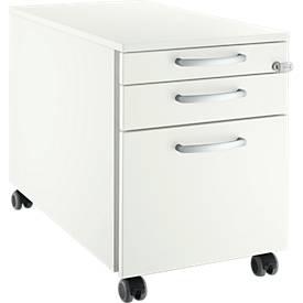 Schäfer Shop Select Rollcontainer 126, 1 Utensilienauszug, 1 Hängeregistratur-Auszug, 1 Schublade, Griff rund, B 435 x T 765 x H 577 mm, weiß/weiß