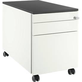 Schäfer Shop Select Rollcontainer 126, 1 Utensilienauszug, 1 Hängeregistratur-Auszug, 1 Schublade, mit Griffnut, B 435 x T 765 x H 577 mm, weiß/graphit
