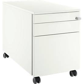 Schäfer Shop Select Rollcontainer 126, 1 Utensilienauszug, 1 Hängeregistratur-Auszug, 1 Schublade, mit Griffnut, B 435 x T 765 x H 577 mm, weiß/weiß