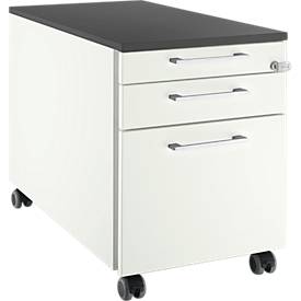 Schäfer Shop Select Rollcontainer 126, 3 Schübe, Griff eckig, weiß/graphit