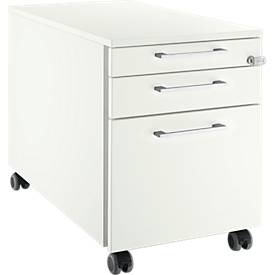 Schäfer Shop Select Rollcontainer 126, 3 Schübe, Griff eckig, weiß/weiß