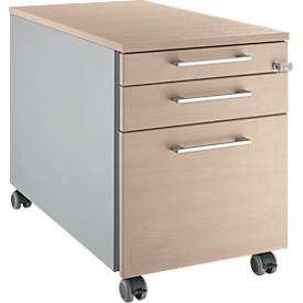 Schäfer Shop Select Rollcontainer 126, mit Griff eckig, weißalu/Eiche-Dekor