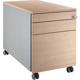 Schäfer Shop Select Rollcontainer 126, mit Griffnut, B 435 x T 765 x H 577 mm, weißalu/Eiche-Dekor